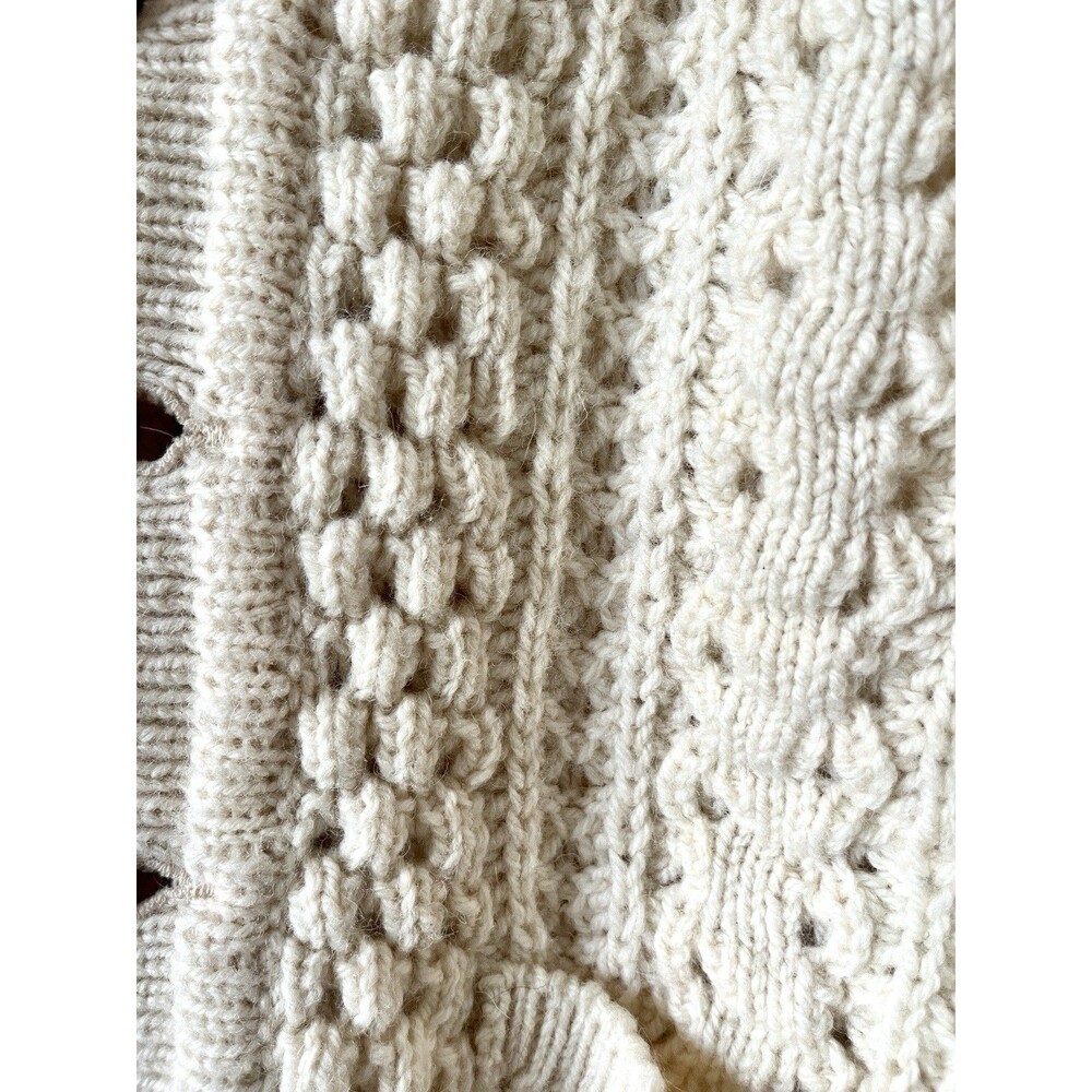 Forge House Ireland Men's 100% Wool Aran Cable Knit Cardigan Hand Loomed - Picture 5 of 7
